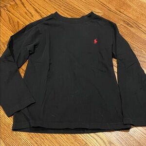 Polo Boys Black Kids Long Sleeve Shirt with Red Logo